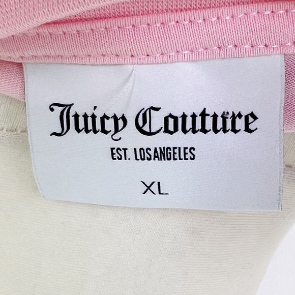 Juicy Couture Pale Pink Diamante Rhinestone Spellout Oversized T-shirt Size XL - Picture 8 of 9